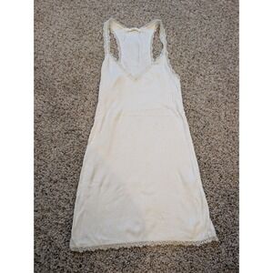 XXI Essentials Cream Ribbed Lace Trim Racerback Tank Top Small y2k